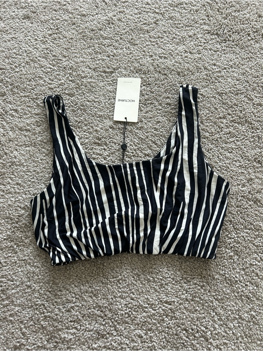 Black & White Striped Crop Tank